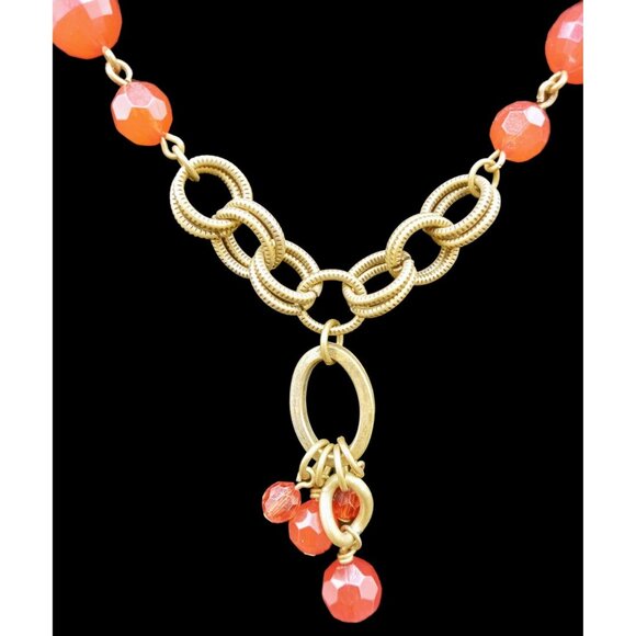 Necklace 25 Inch Long Jewelry Red Bead Adjust Lobster Clasp Statement Vintage - Picture 3 of 13